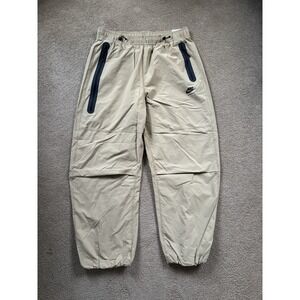 Nike Tech Woven Oversized Pants Men's Large Beige Parachute Baggy Y2K Skater